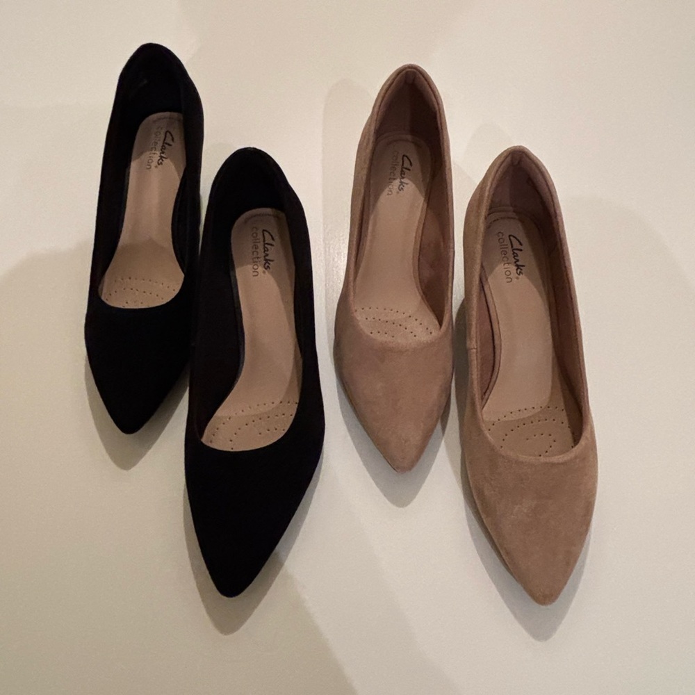 Clarks Women's Black and Tan Flats